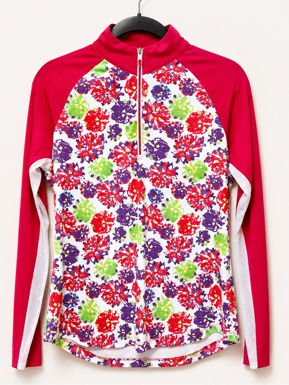 Greg Norman Women’s Medium Golf Quarter Zip Floral Solar PlayDry Peony